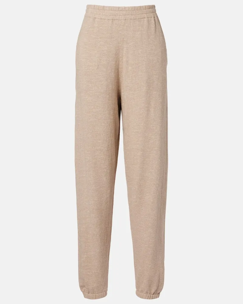 The Row Gerade Hose Nadir aus Baumwolle und Leinen Beige