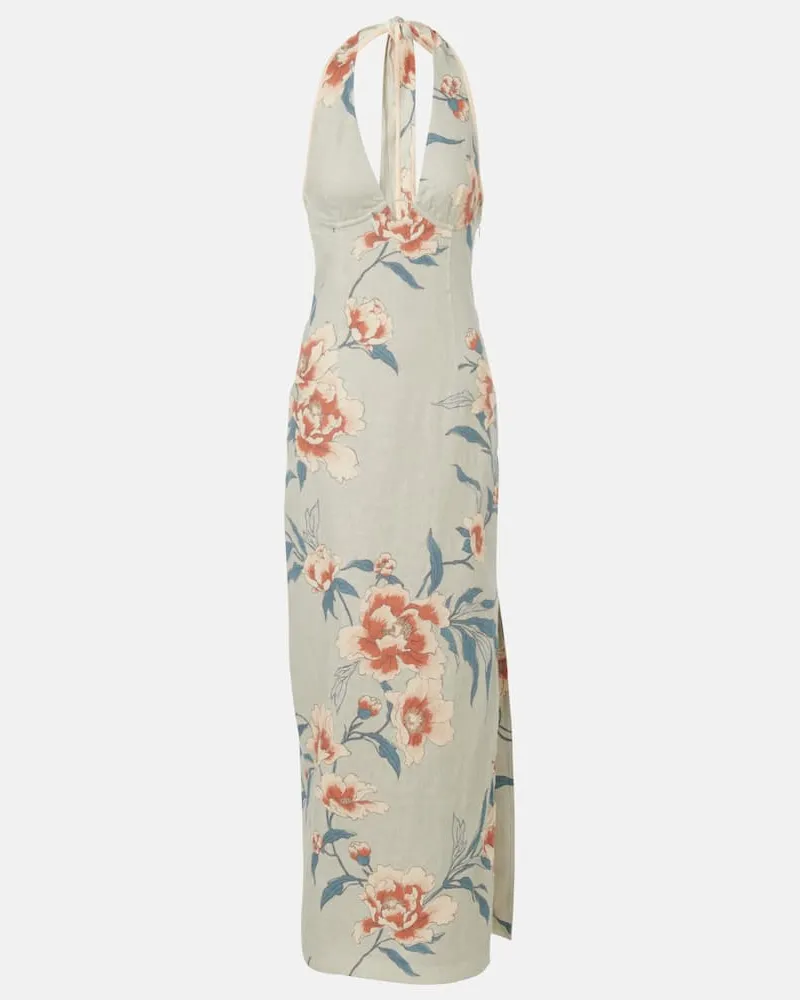 SIR Bedrucktes Maxikleid aus Leinen Multicolor