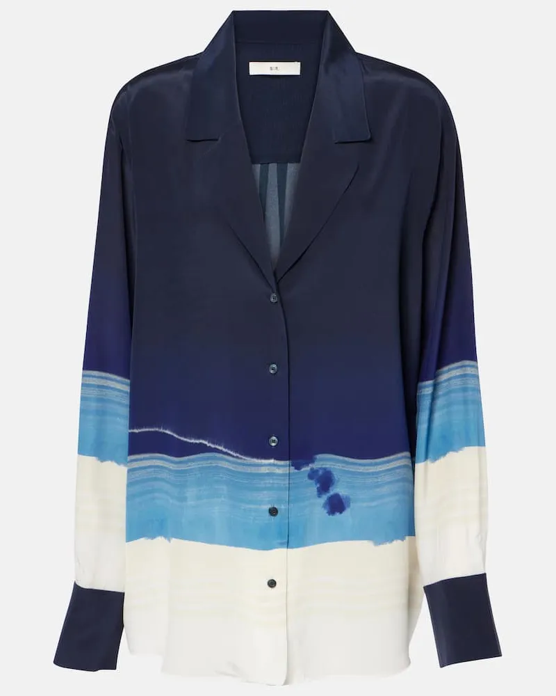 SIR Hemd Mariner aus Crêpe de Chine aus Seide Blau
