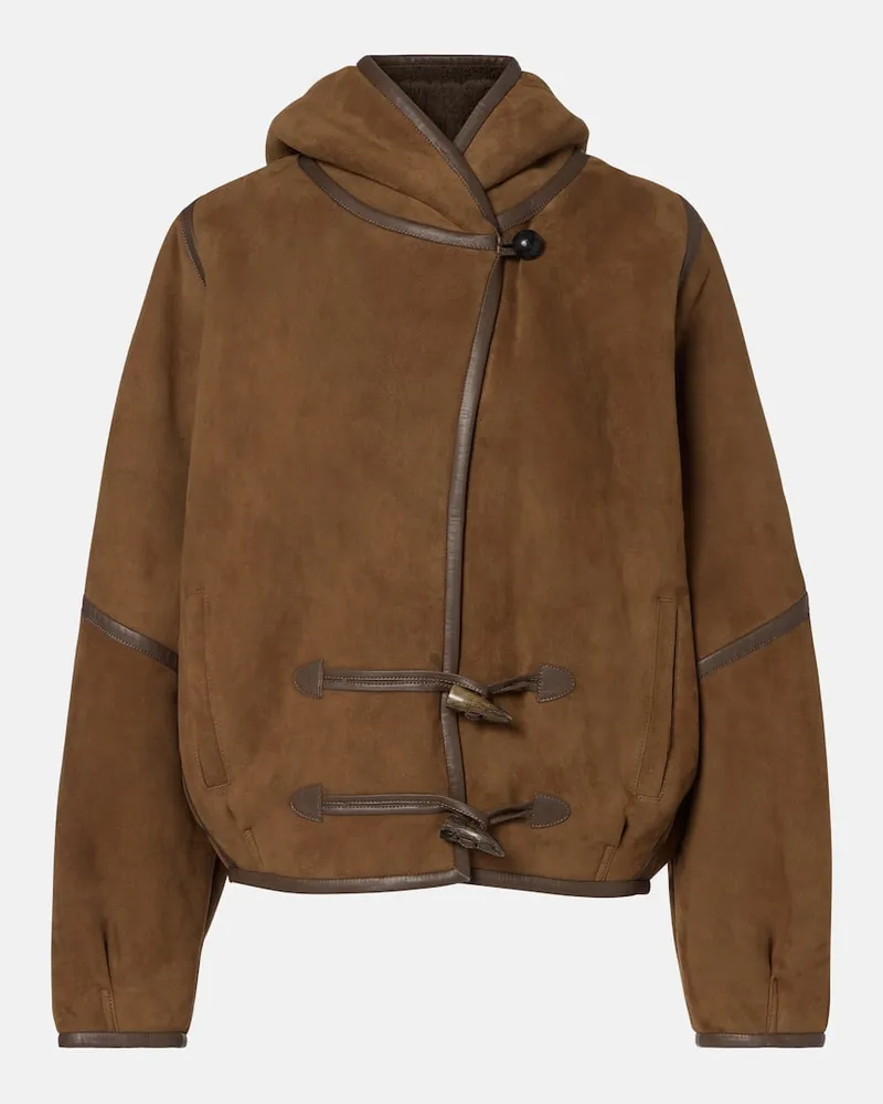 Isabel Marant Jacke Amiel aus Veloursleder mit Shearling Braun