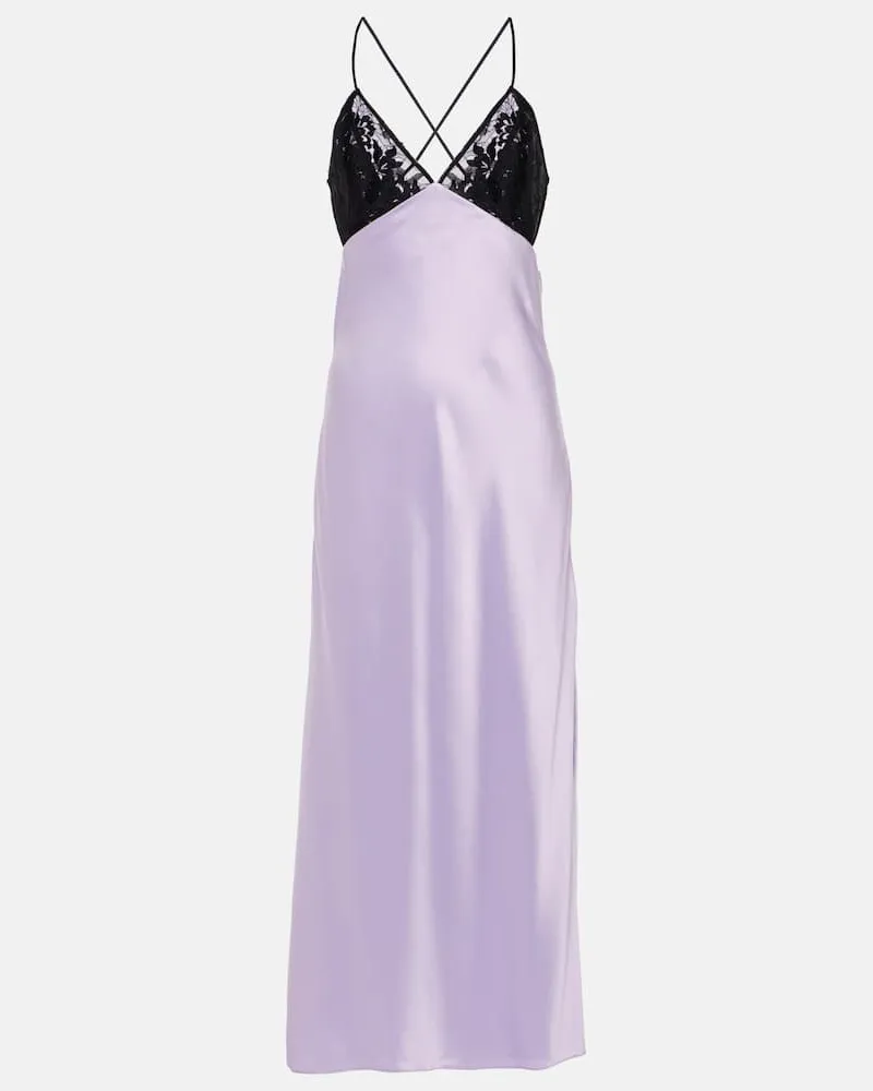 The Sei Robe aus Seidensatin mit Spitze Violett