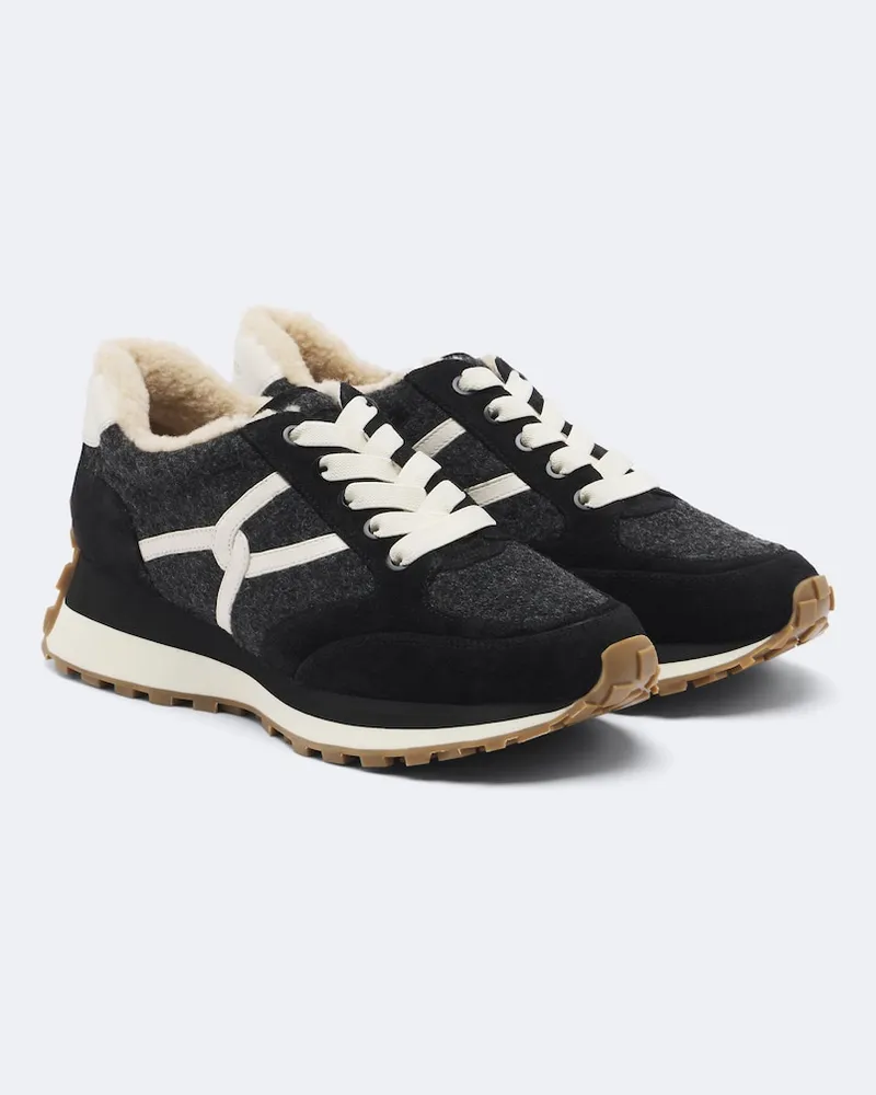 Veronica Beard Sneakers Valentina mit Veloursleder Schwarz