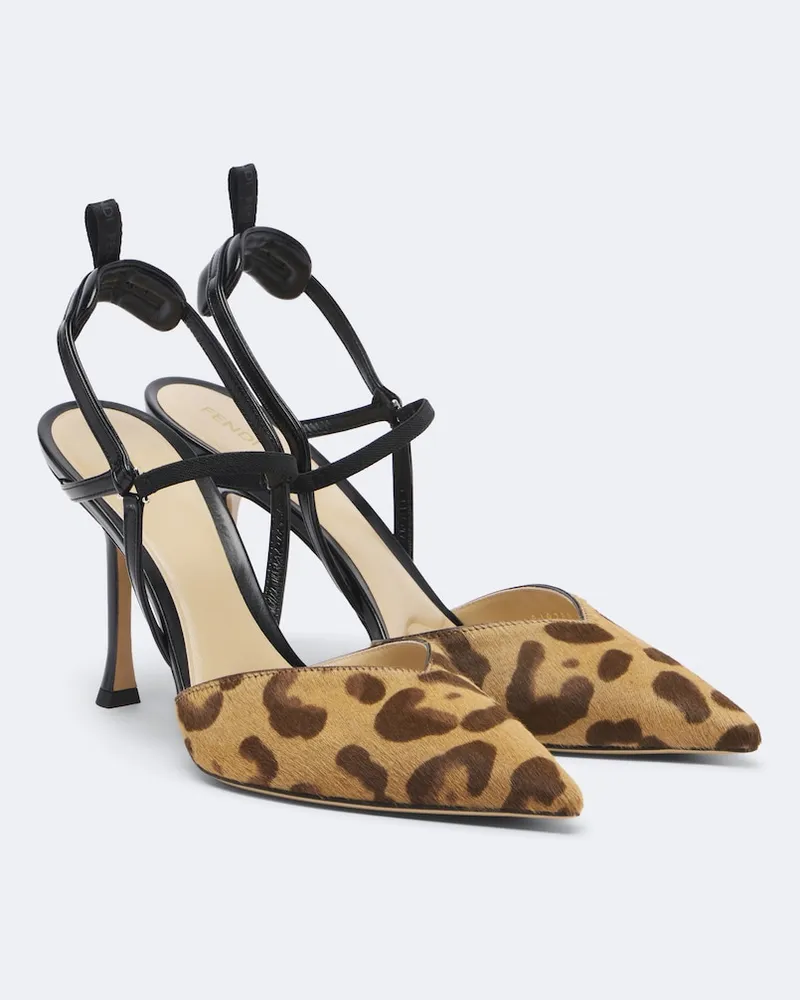 Fendi Slingback-Pumps Colibrì aus Leder Braun