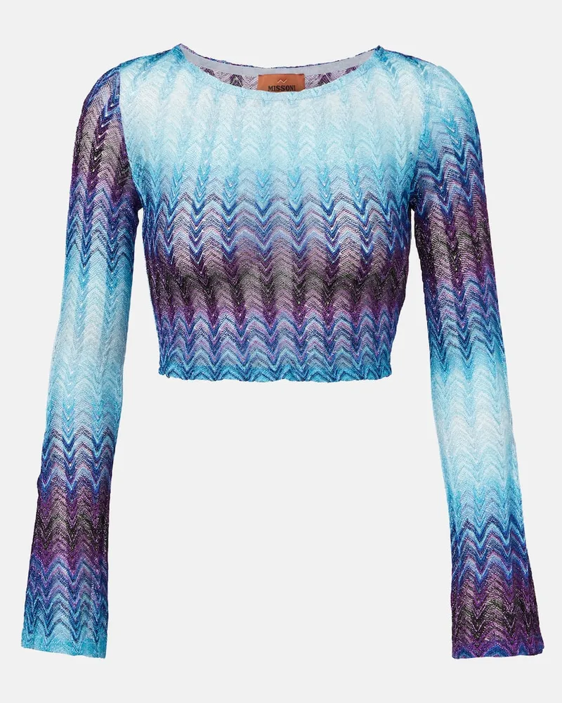 Missoni Cropped-Top aus Häkelstrick Blau
