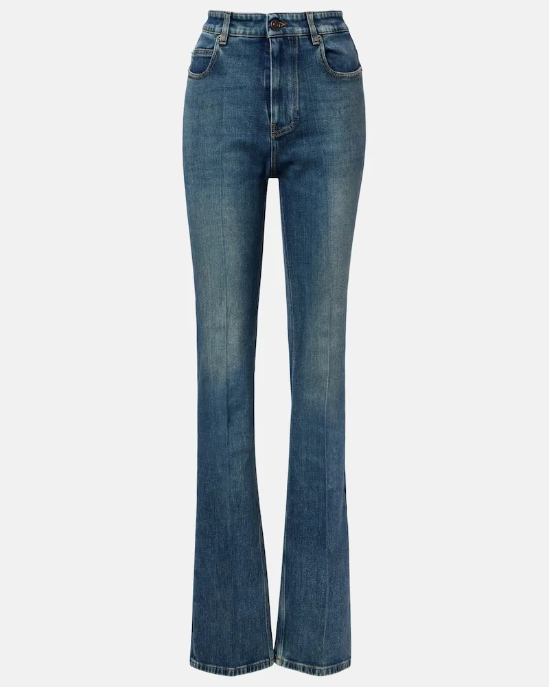 Balenciaga High-Rise Straight Jeans Blau