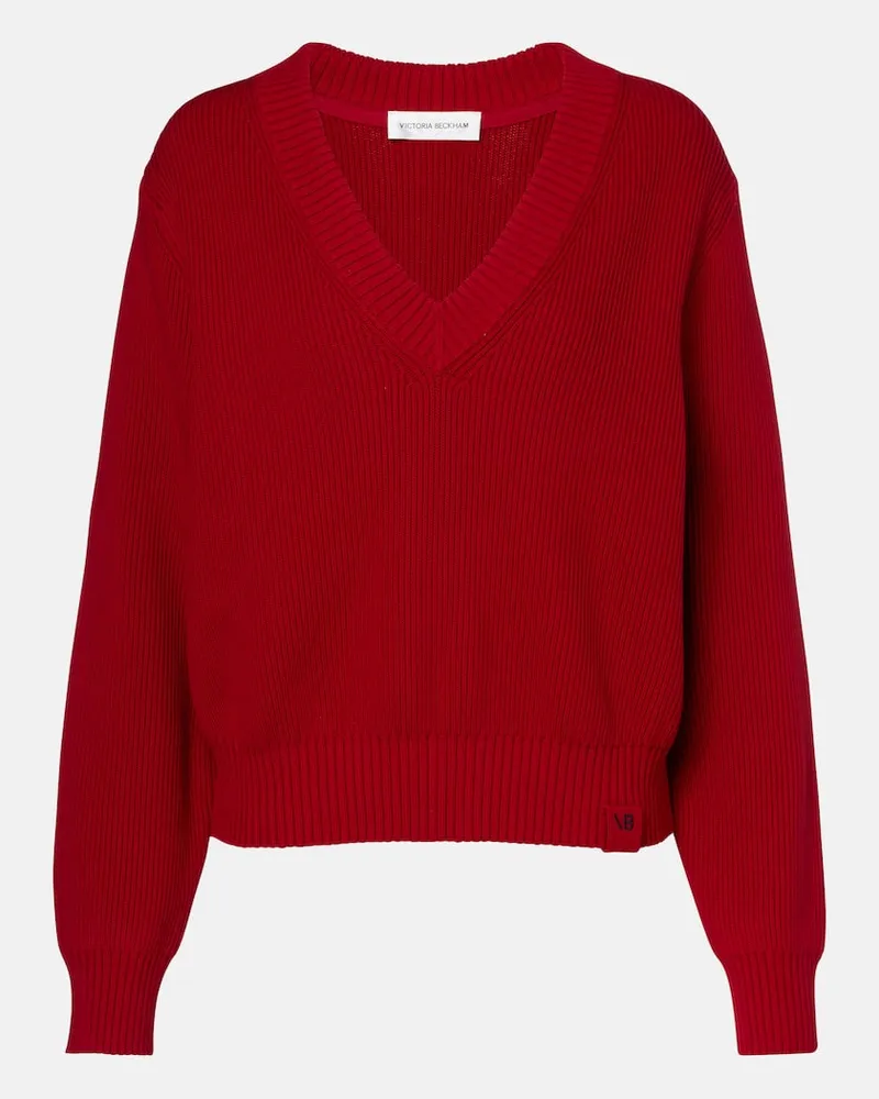 Victoria Beckham Pullover aus einem Baumwollgemisch Rot