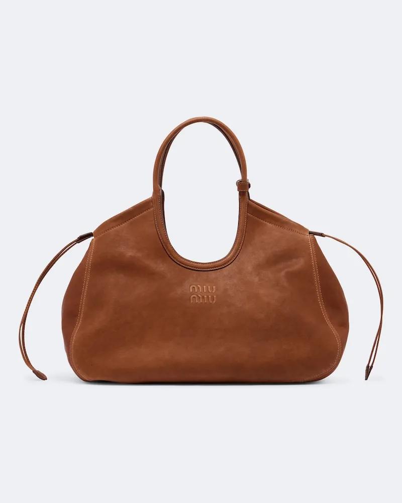 Miu Miu Tote Bag Ivy aus Leder Braun