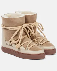 INUIKII Schneestiefel Classic Wedge aus Leder und Veloursleder Beige