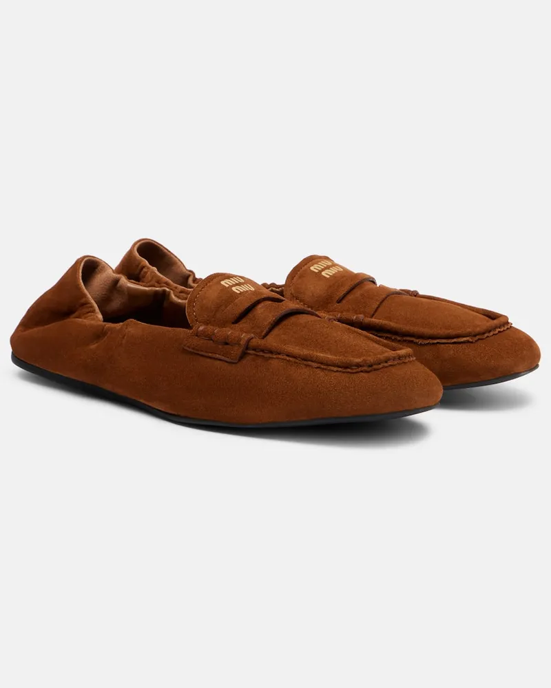 Miu Miu Loafers aus Veloursleder Braun