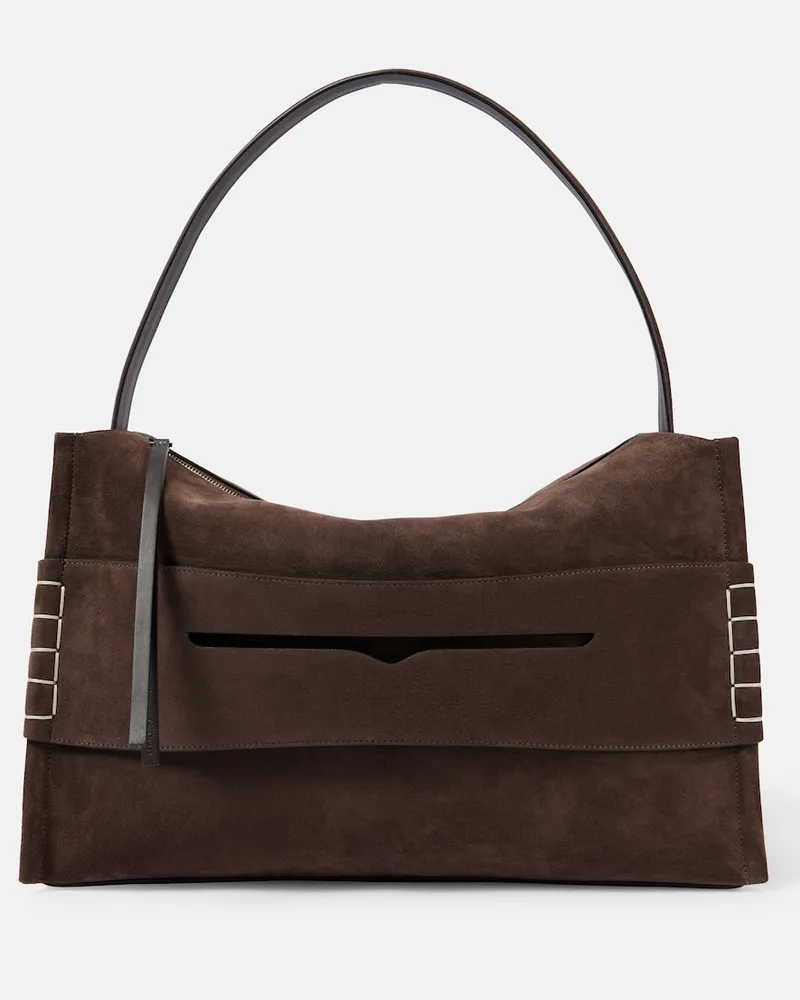 J.W.Anderson Tote Bag Loafer Large aus Veloursleder Braun