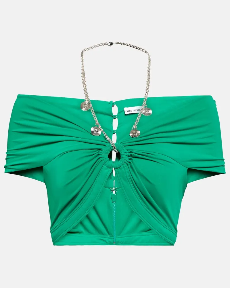 Paco Rabanne Top aus Jersey Grün