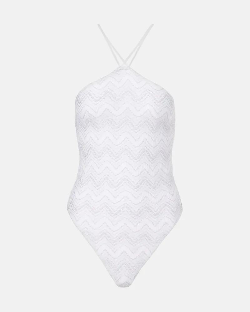 Missoni Badeanzug aus Häkelstrick Weiß