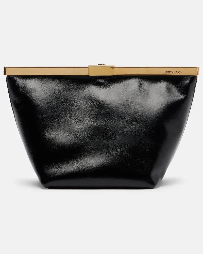 Jimmy Choo Clutch Ganache Small aus Leder Schwarz