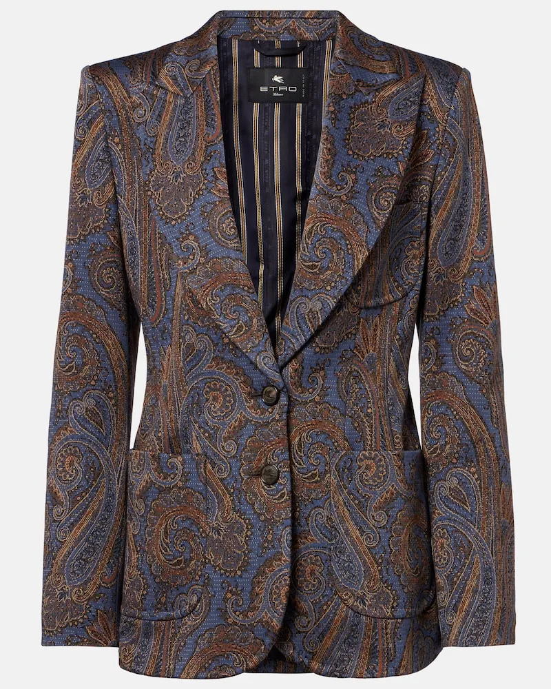 Etro Blazer aus Jacquard Blau