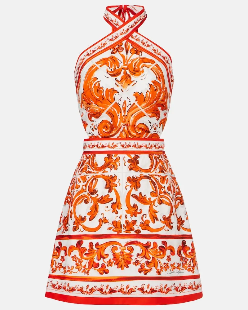 Dolce & Gabbana Minikleid Majolica aus Baumwollpopeline Orange