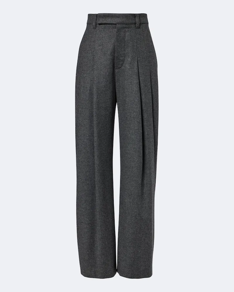 Brunello Cucinelli Weite Hose aus Wolle und Kaschmir Grau
