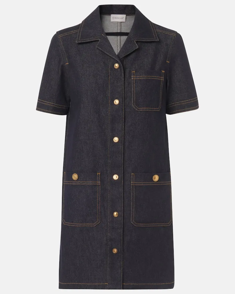 Moncler Hemdblusenkleid aus Denim Blau
