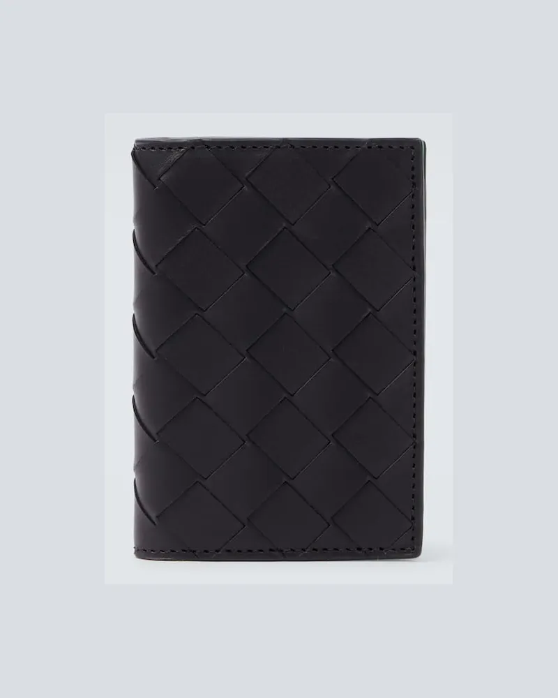 Bottega Veneta Kartenetui Intrecciato aus Leder Schwarz