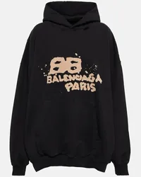 Balenciaga Oversize-Hoodie aus Baumwolle Schwarz