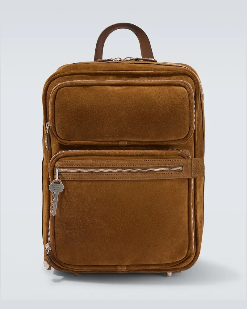 Acne Studios Rucksack Camero aus Veloursleder Braun
