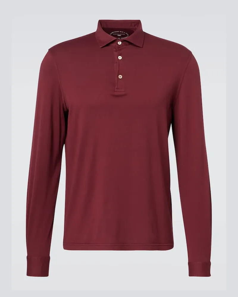 Fedeli Polohemd Zero aus Baumwoll-Jersey Burgunderrot