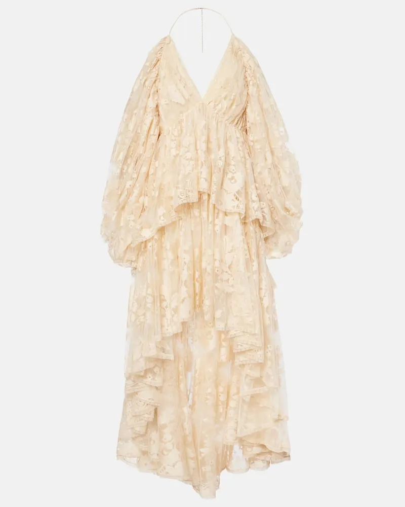 Zimmermann Minikleid Illustration aus Spitze Weiß