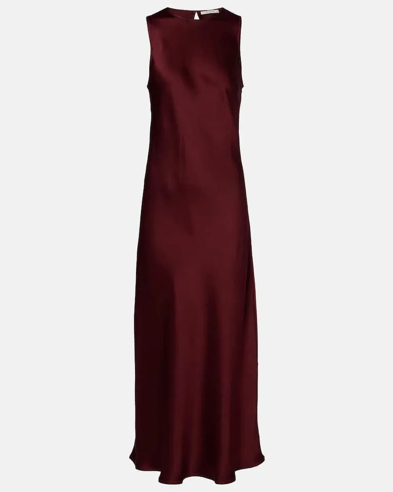 ASCENO Maxikleid Valenica aus Seidensatin Burgund