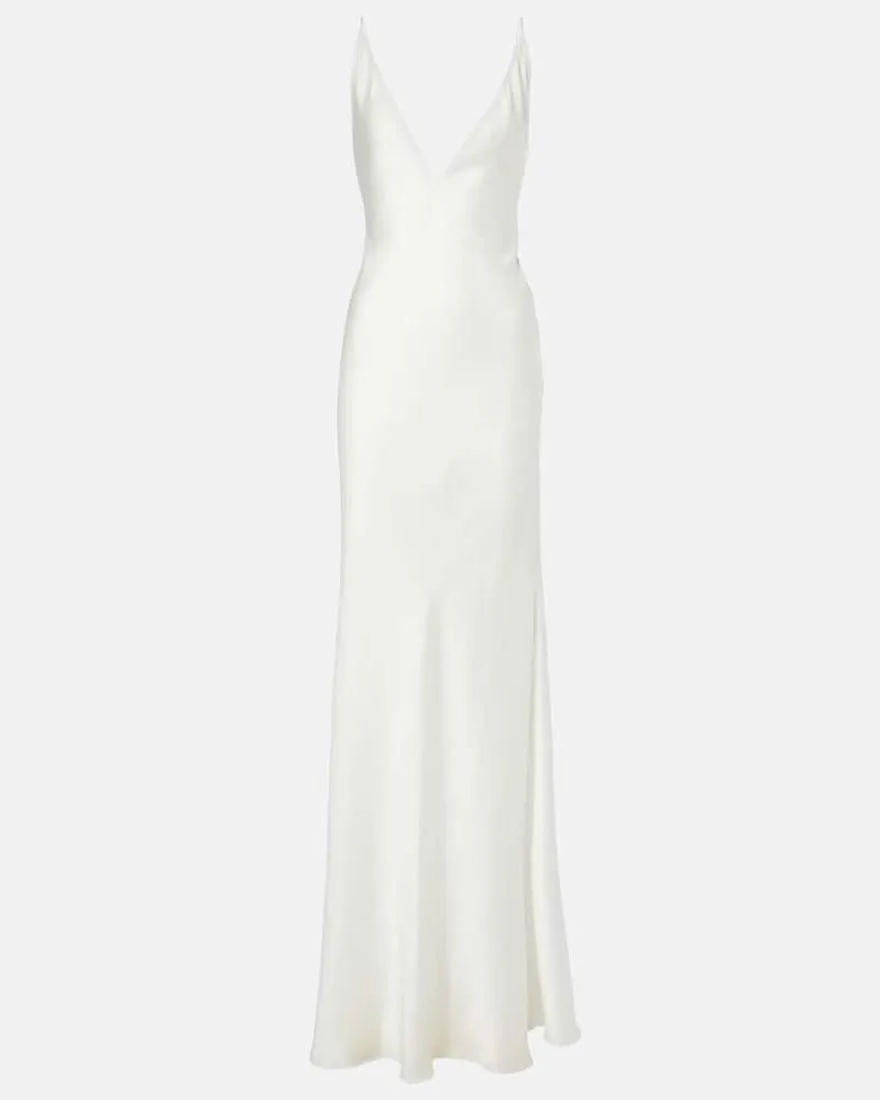 The New Arrivals Ilkyaz Ozel Robe aus Satin Weiß