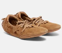 Slip-Ons aus Veloursleder mit Leder