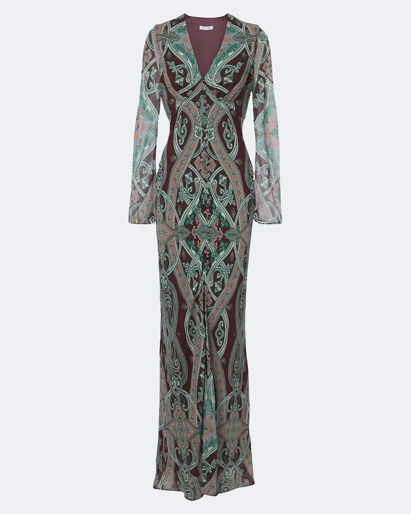 Veronica Beard Maxikleid Daciana aus Seidengeorgette Multicolor