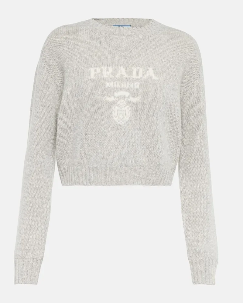 Prada Cropped-Pullover aus Wolle und Kaschmir Grau