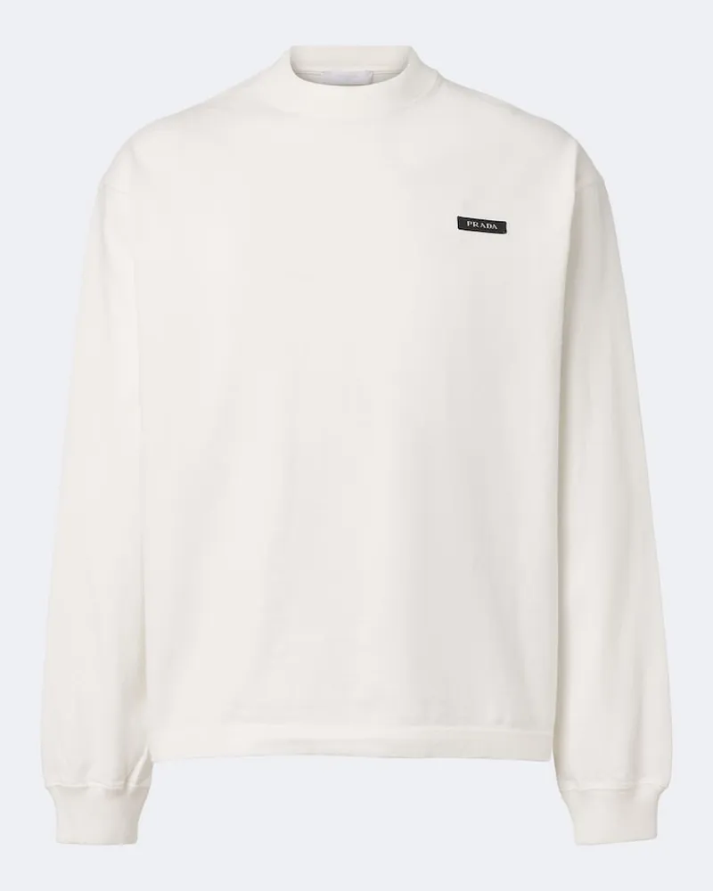 Prada Longsleeve aus Baumwoll-Jersey Weiß