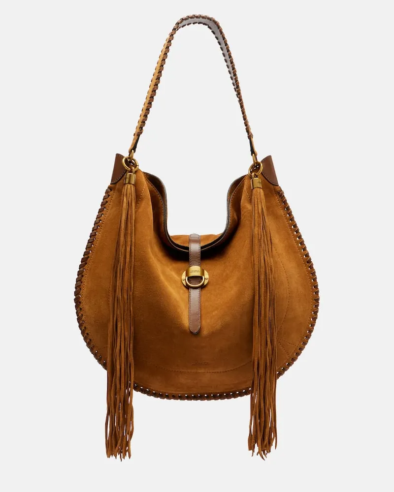 Isabel Marant Schultertasche Oskan aus Veloursleder Braun