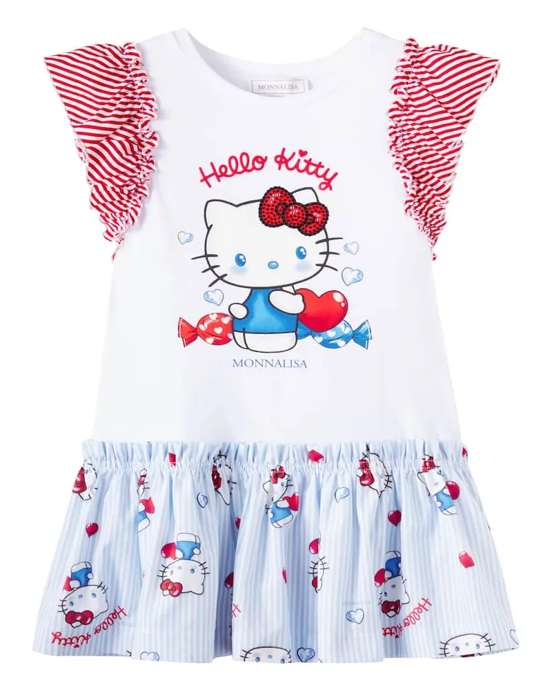 Monnalisa X Hello Kitty Kleid aus Jersey Weiß