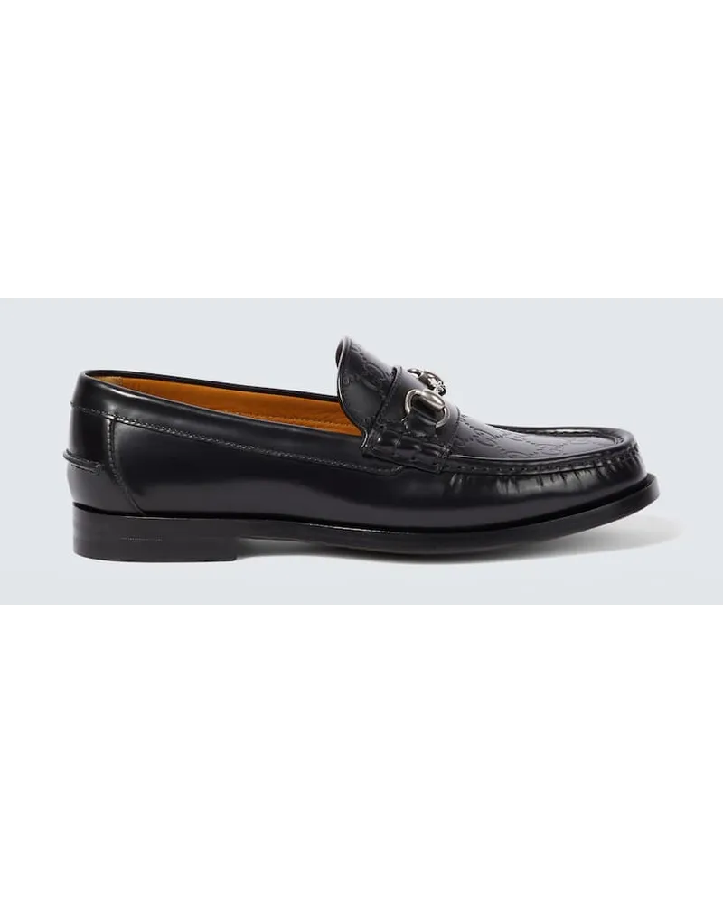 Gucci Loafers Horsebit GG aus Leder Schwarz