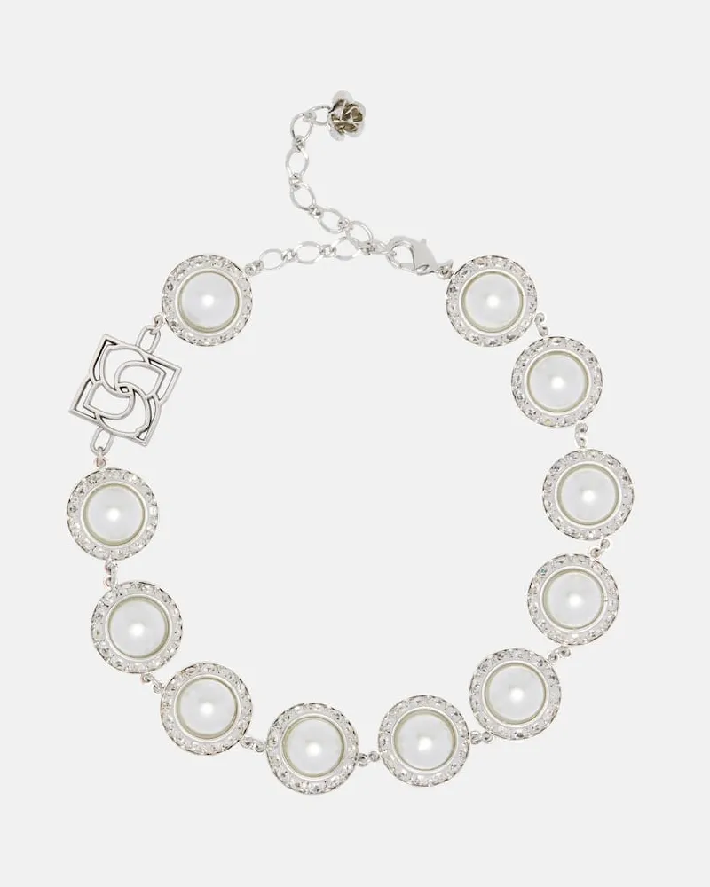 Magda Butrym Halskette mit Kristallen und Zierperlen Silber