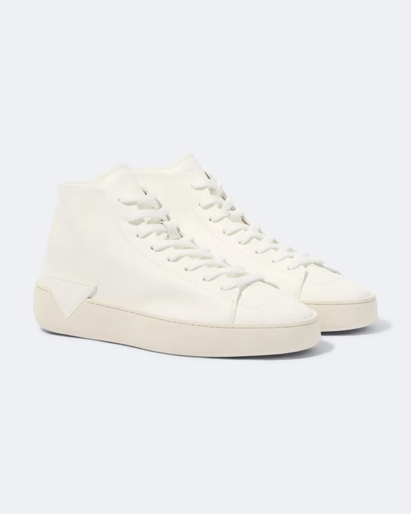 Prada High-Top Sneakers aus Leder Weiß