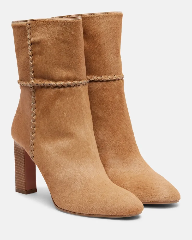 Aquazzura Ankle Boots Indy 85 aus Kalbshaar Beige