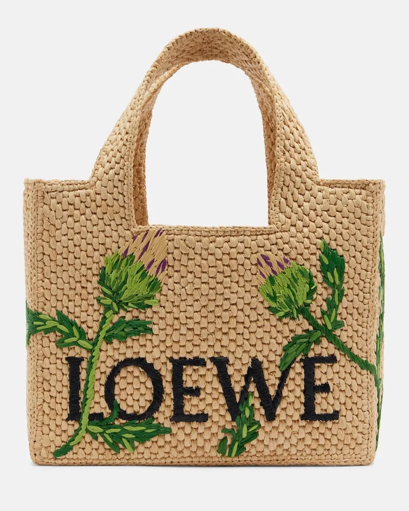 Loewe Paula's Ibiza Tote Bag Font Small aus Raffiabast Beige
