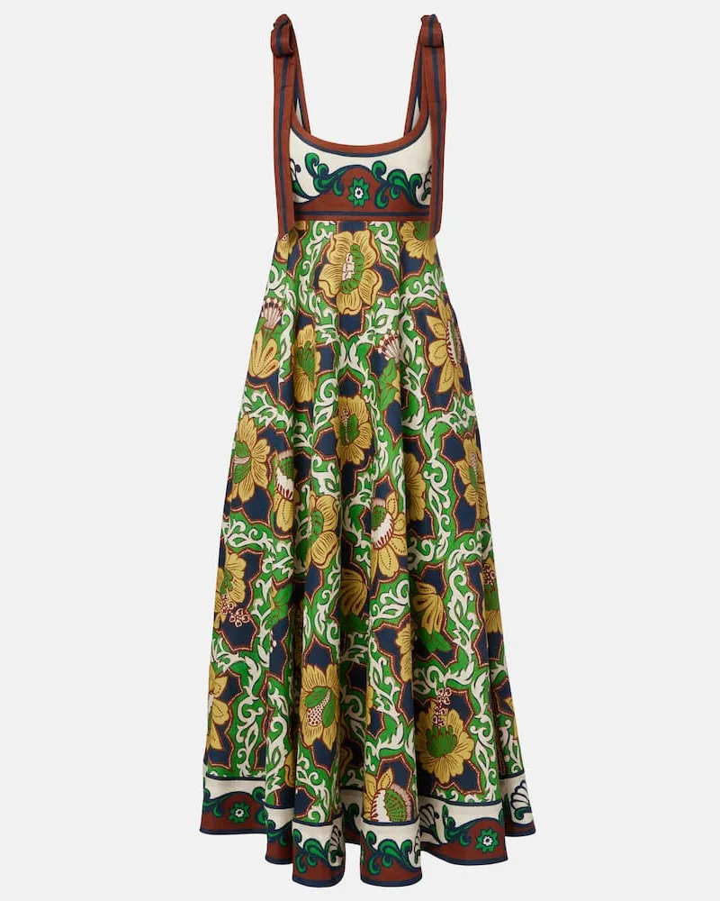 ALEMAIS Alémais Bedrucktes Midikleid Liana Ballet aus Leinen Multicolor