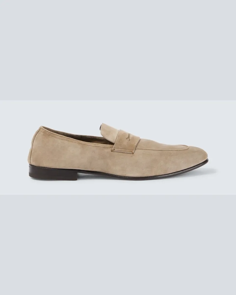 Ermenegildo Zegna Loafers L'Asola aus Veloursleder Beige