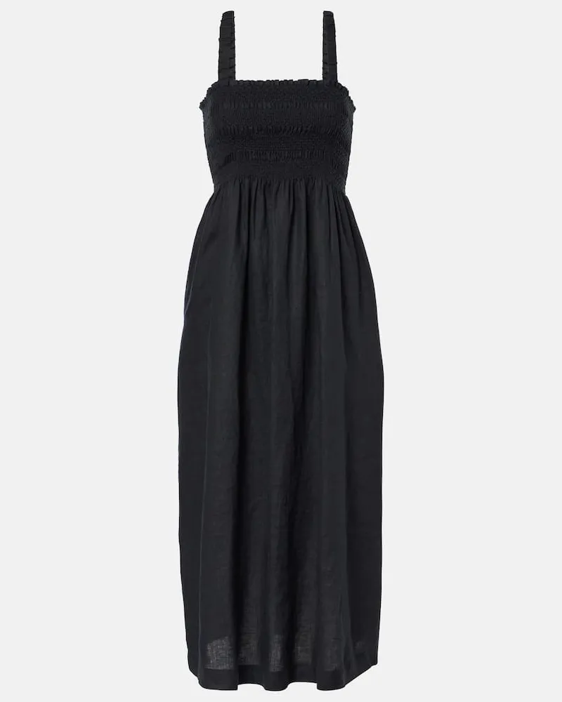 Heidi Klein Midikleid La Bocana aus Leinen Schwarz