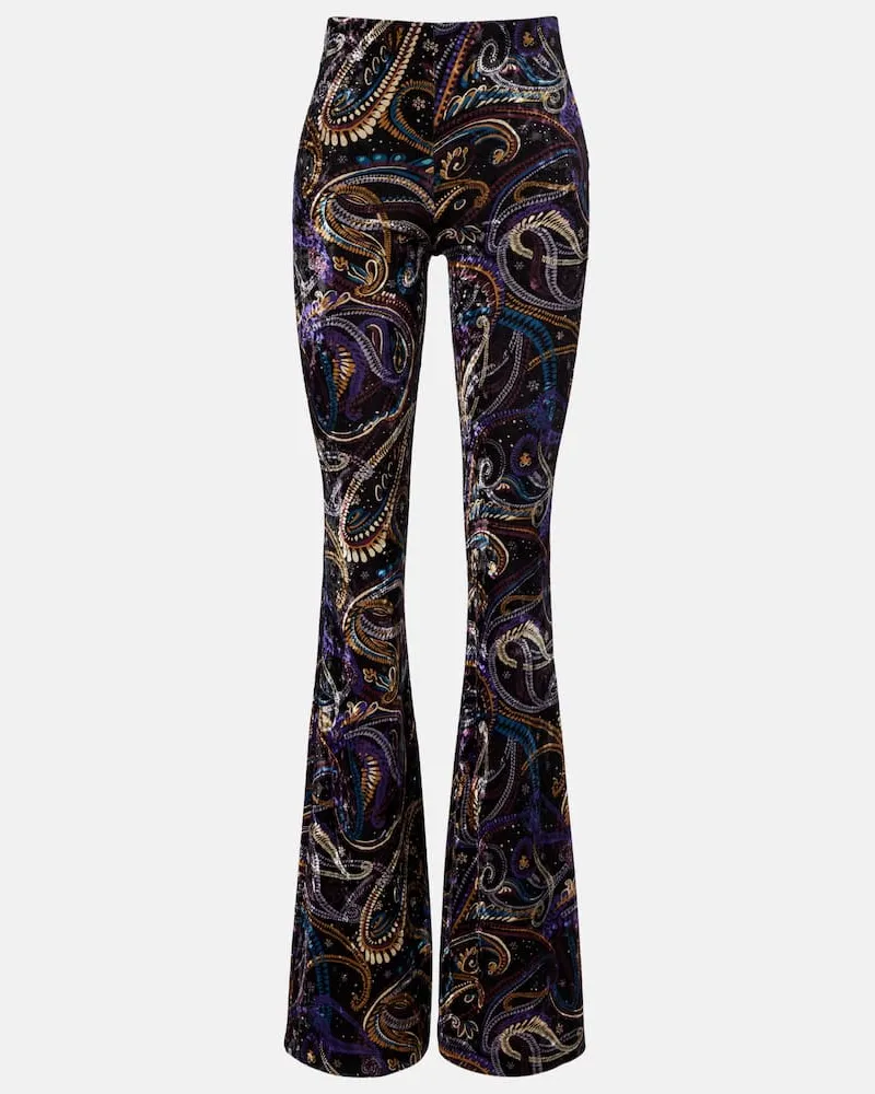 Etro Schlaghose aus Samt Multicolor