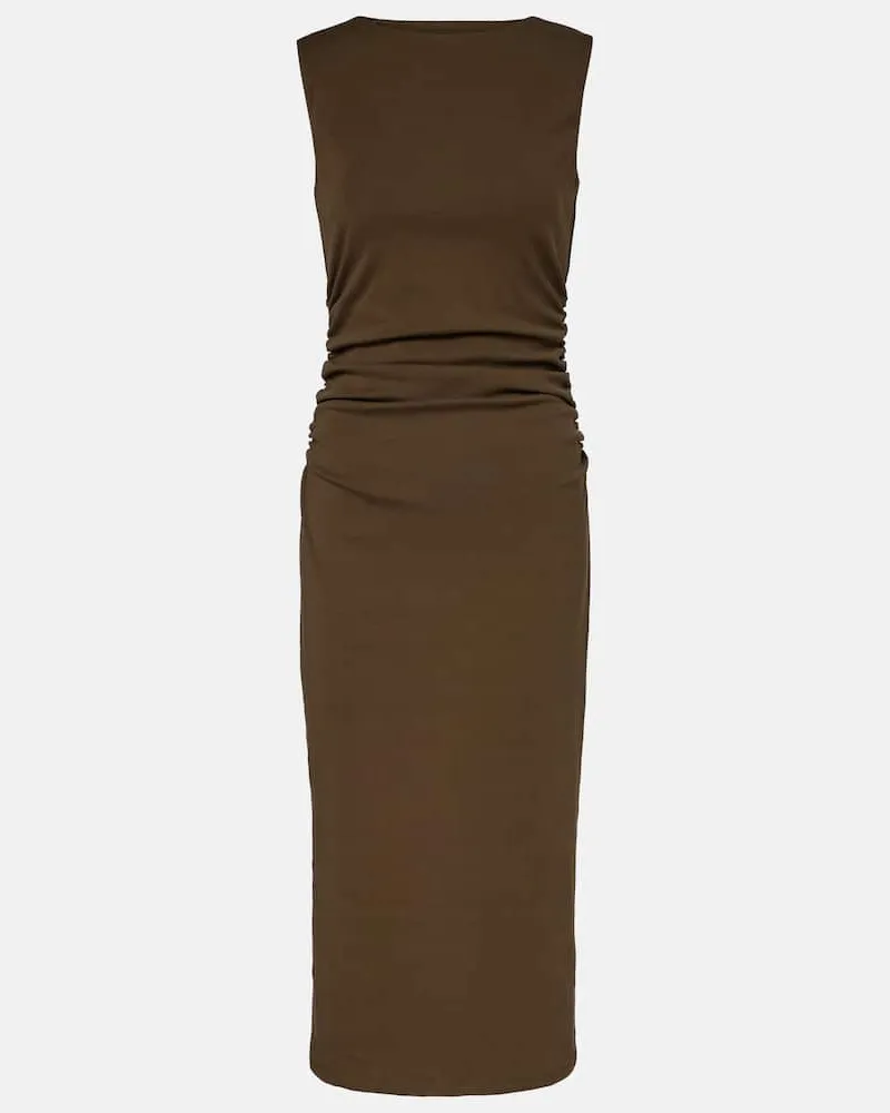 Veronica Beard Midikleid Charissa aus einem Baumwollgemisch Braun