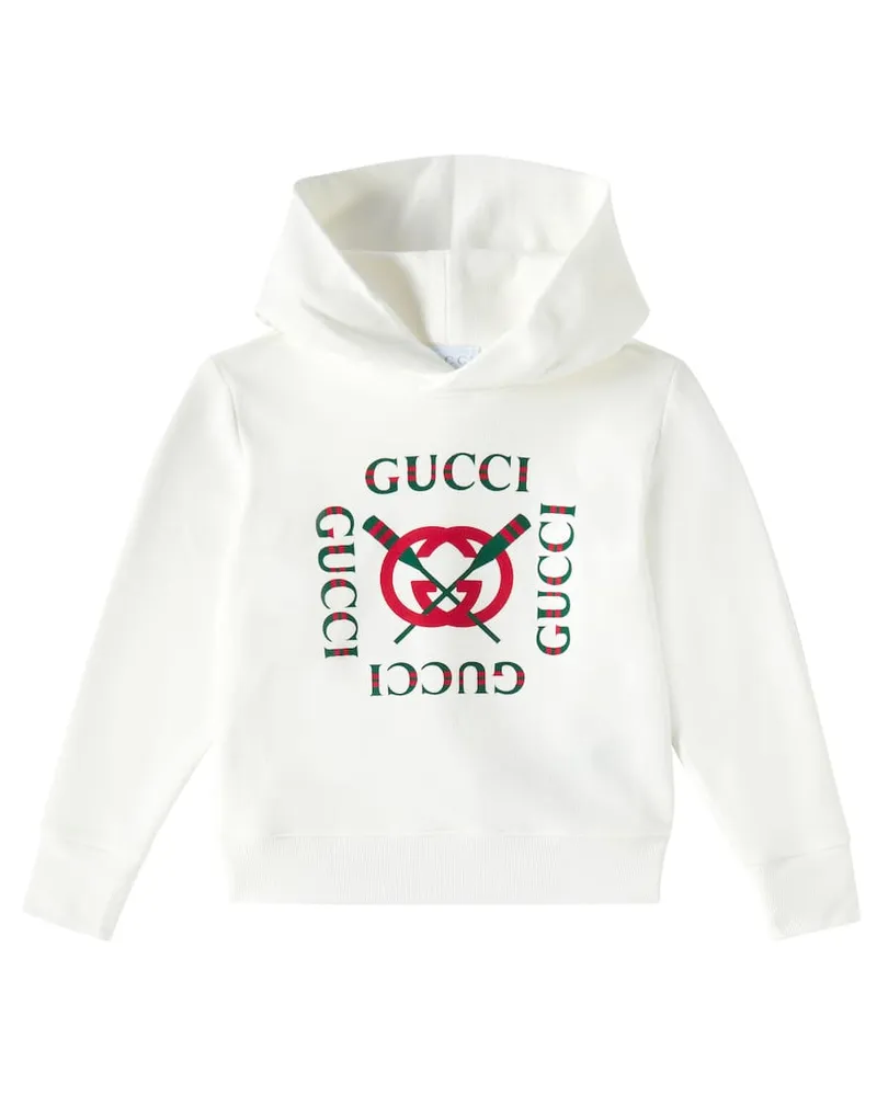 Gucci Bedruckter Hoodie aus Baumwolle Weiß