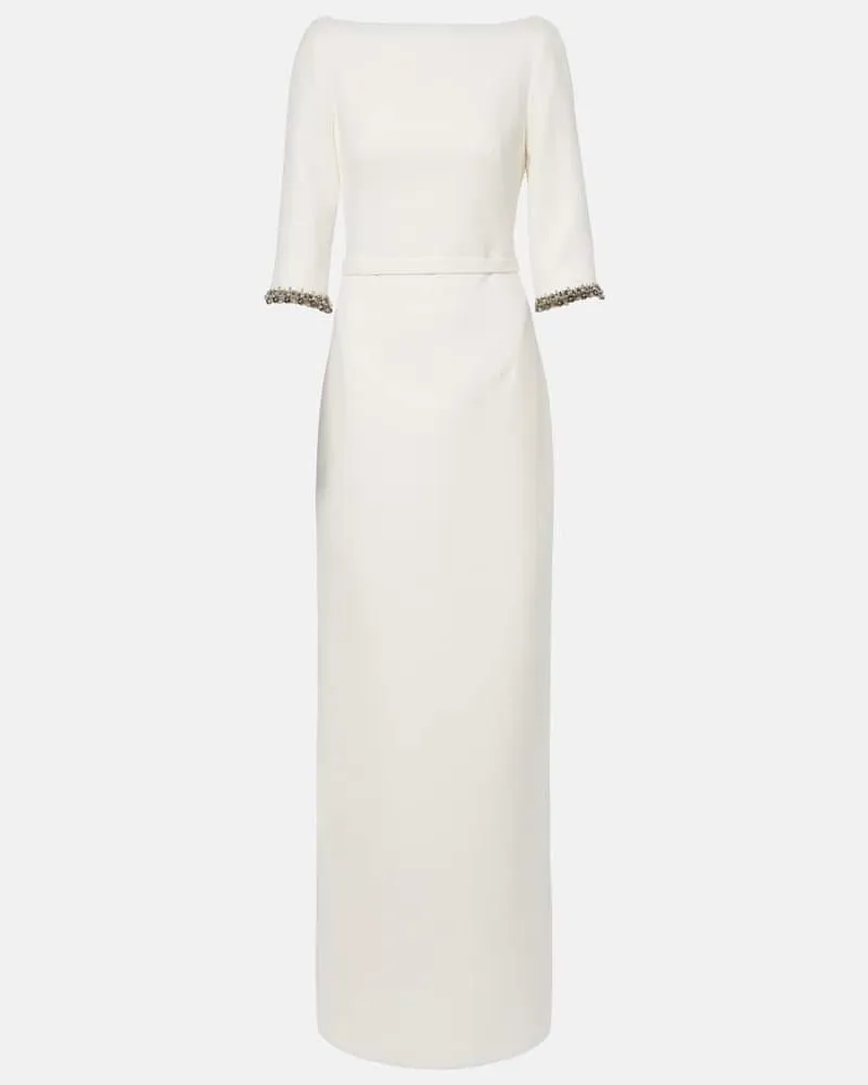 Safiyaa Bridal Verzierte Robe Amaris aus Crêpe Weiß