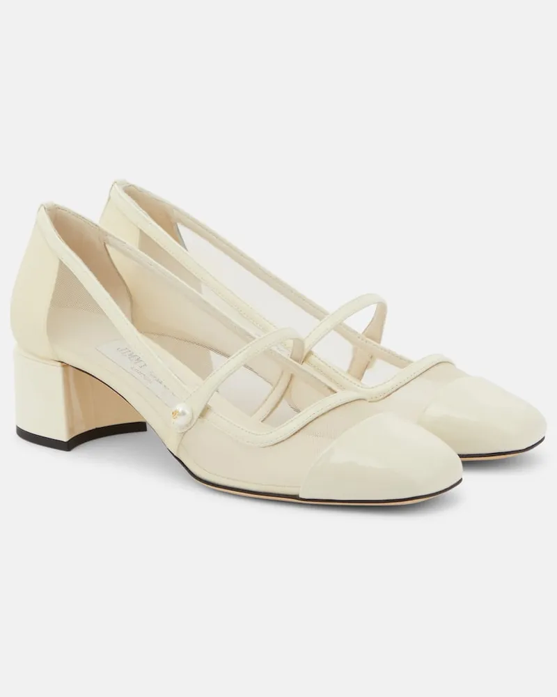Jimmy Choo Bridal Mary-Jane-Pumps Elisa 45 mit Lackleder Weiß