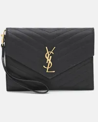 Saint Laurent Clutch Cassandre aus Matelasse-Leder Schwarz