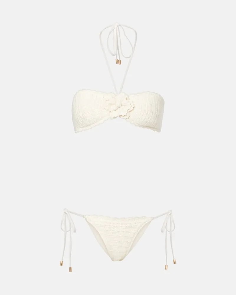 Zimmermann Bikini Awaken aus Häkelstrick Weiß