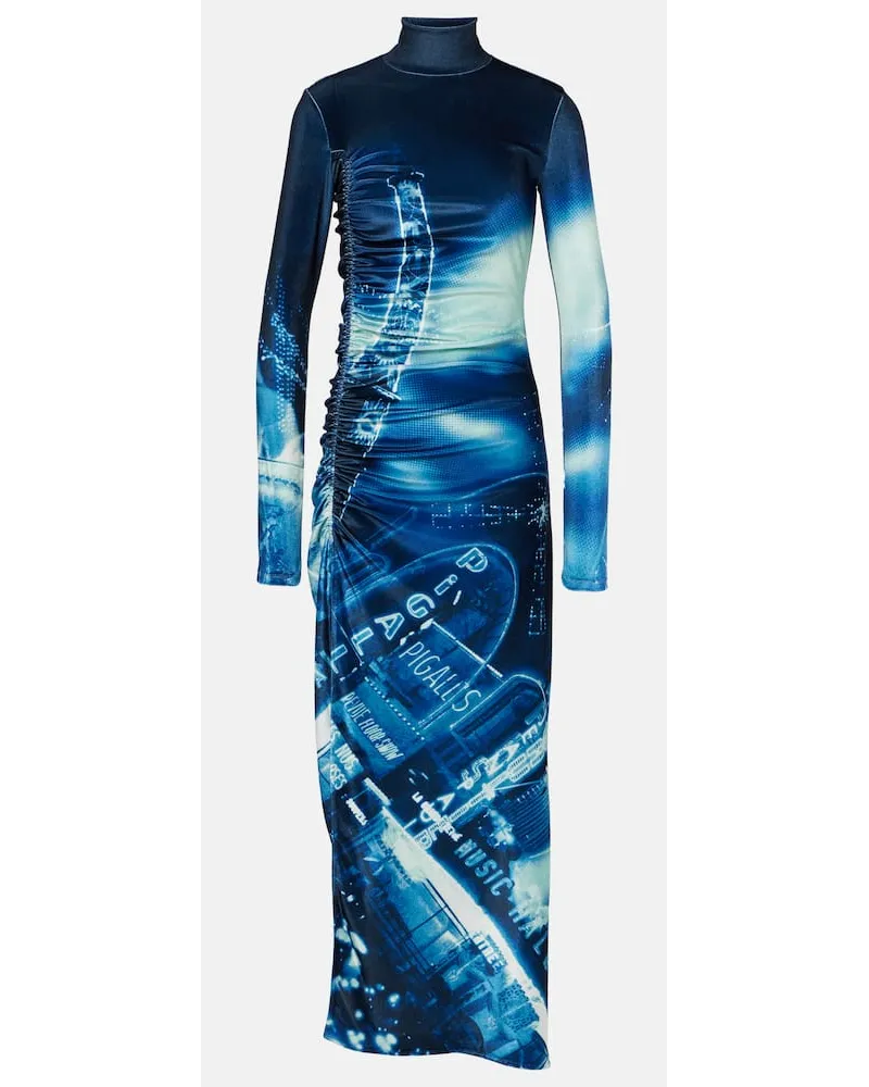 Jean Paul Gaultier Bedrucktes Maxikleid Pigalle aus Samt Blau